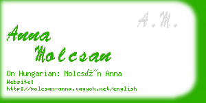 anna molcsan business card